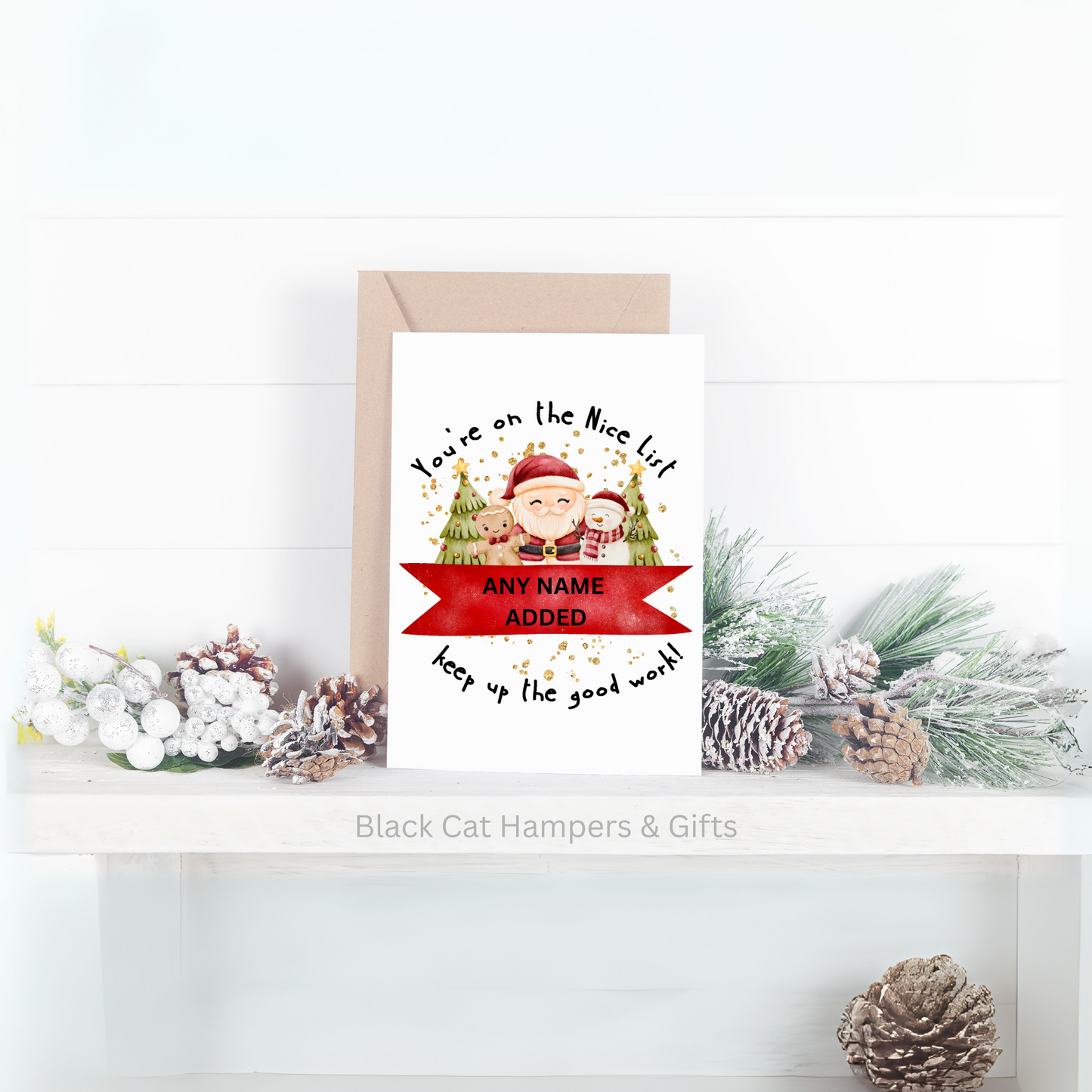 Nice List Greetings Card - Any Name Added