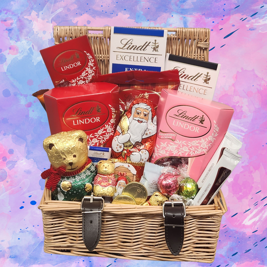 Extra Large Lindt Collection Christmas Hamper - Wicker or Wicker Card Effect Available