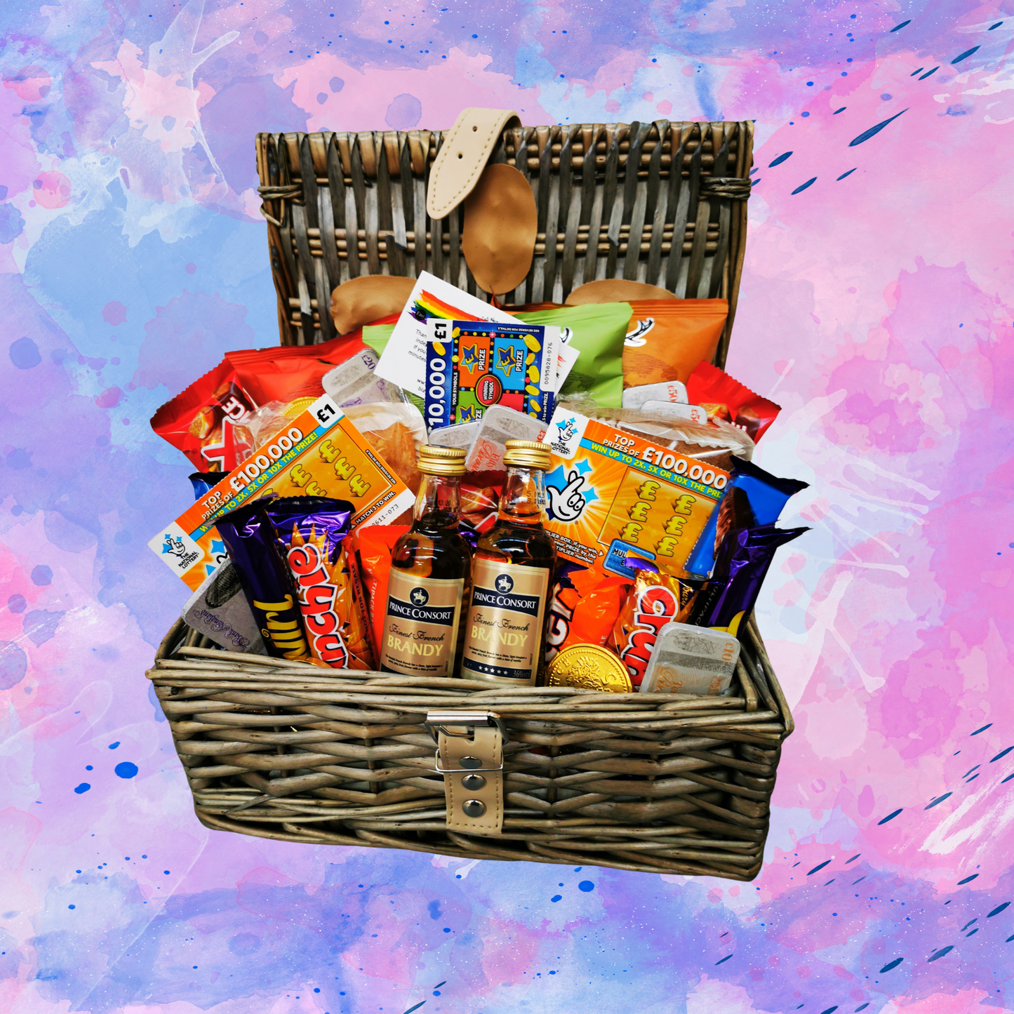 Mini Spirit, Scratchcard, Crisps and Treat Hamper