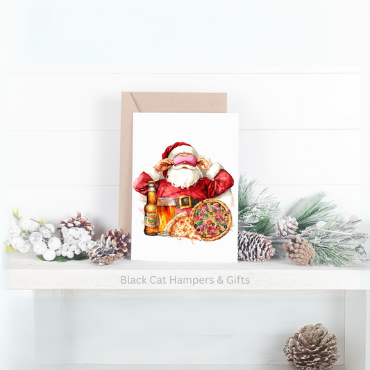 Santa Asleep Funny Handmade Christmas Card