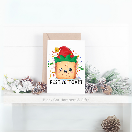 Festive Toast - Handmade Greetings Card