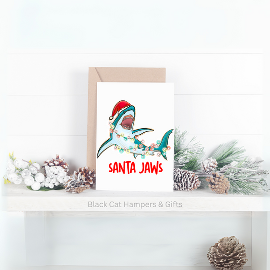 Santa Jaws - Handmade Christmas Card