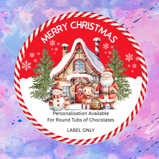 Christmas Chocolate Tub Label Personalised
